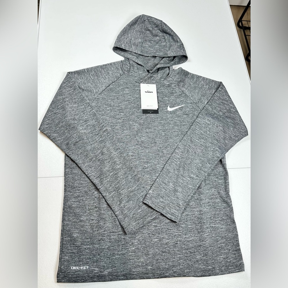 Nike Swim Men's Heather Long Sleeve Hooded Hydroguard Heather‎ Gray Small New